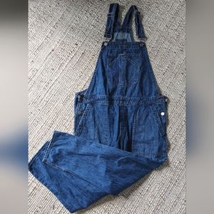 GAP denim overalls, classic blue wash, cropped length, Medium